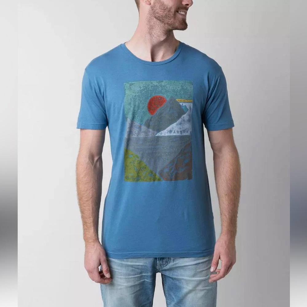 Arbor Matterhorn Graphic Tee Slate Blue Size XXL Bamboo Blend